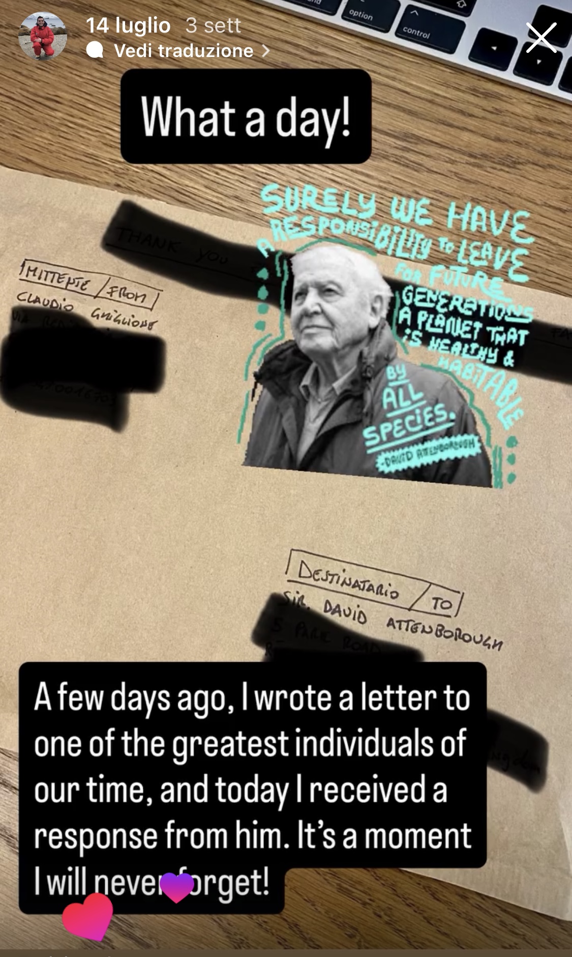 Letter from Sir. David Attenborough